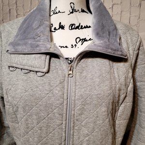 The North Face Quilted Womens Long Sleeve Softshell Jacket Light Gray Size LG